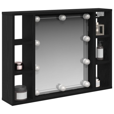 vidaXL Καθρέφτης Ντουλάπι LED - Μαύρη Δρυς - 76x15x55cm - Κατασκευασμένο από Επεξεργασμένο Ξύλο 1 τεμ.