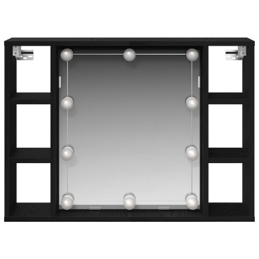 vidaXL Καθρέφτης Ντουλάπι LED - Μαύρη Δρυς - 76x15x55cm - Κατασκευασμένο από Επεξεργασμένο Ξύλο 1 τεμ.
