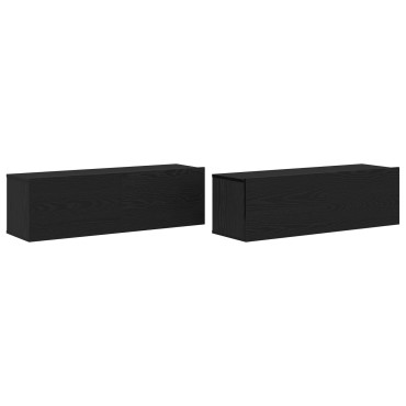 vidaXL Κόγχες τηλεόρασης 2 τεμ. Μαύρο Δρύς 100x30x30cm Επεξεργασμένο ξύλο