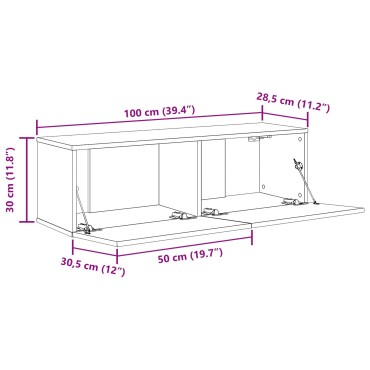 vidaXL Κόγχες τηλεόρασης 2 τεμ. Μαύρο Δρύς 100x30x30cm Επεξεργασμένο ξύλο