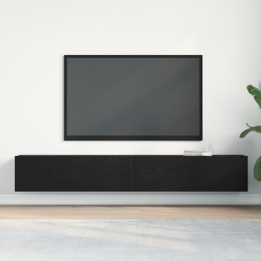 vidaXL Κόγχες τηλεόρασης 2 τεμ. Μαύρο Δρύς 100x30x30cm Επεξεργασμένο ξύλο