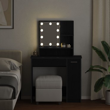 vidaXL LED Καθρέφτης Μακιγιάζ σε Μαύρη Δρυ - 86.5x35x136 εκ