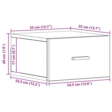 VidaXL Τοίχου Κομοδίνο Μαύρη Βελανιδιά 35x35x20 εκ 1 τεμ.