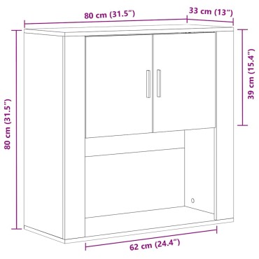 vidaXL Ντουλάπα Τοίχου Παλιό Ξύλο 80x33x80cm Επεξεργασμένο Ξύλο 1 τεμ.