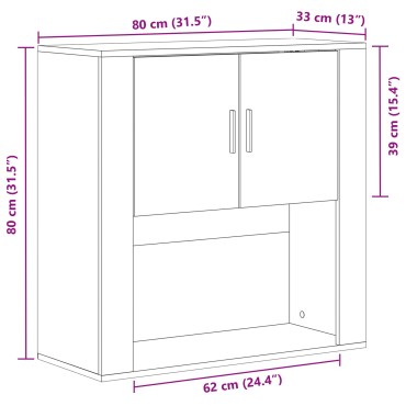 vidaXL Ντουλάπα Τοίχου  Καλλιτεχνικού Δρυός 80x33x80cm Μοριοσανίδα 1 τεμ.