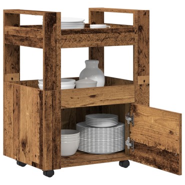 vidaXL Καρότσι Κουζίνας Παλιού Ξύλου 60x45x80cm Επεξεργασμένο Ξύλο 1 τεμ.