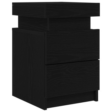 vidaXL Κομοδίνο με LED Φώτα Μαύρο Δρυς 35x39x55 εκ 1 τεμ.