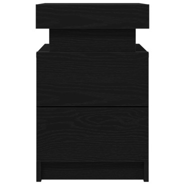 vidaXL Κομοδίνο με Φώτα LED 2 τεμ. Μαύρο Δρυς 35x39x55 εκ