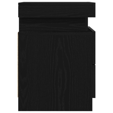 vidaXL Κομοδίνο με Φώτα LED 2 τεμ. Μαύρο Δρυς 35x39x55 εκ