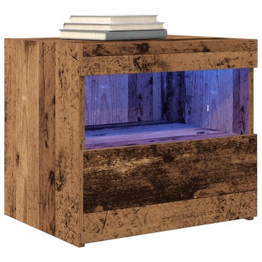 κομοδίνο vidaXL με LED φώτα παλιού ξύλου 50x40x45cm 1 τεμ.