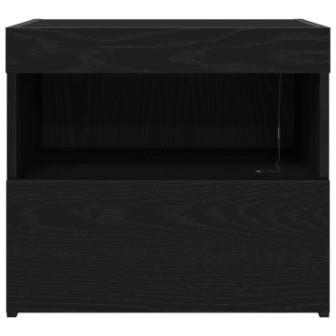 vidaXL Κομοδίνο με Φωτιστικά LED Μαύρη Δρυς 50x40x45cm 1 τεμ.