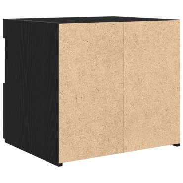 vidaXL Κομοδίνο με Φωτιστικά LED Μαύρη Δρυς 50x40x45cm 1 τεμ.