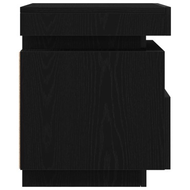 vidaXL Κομοδίνο με LED Φώτα Μαύρη Δρυς 40x39x48,5 εκ 1 τεμ.