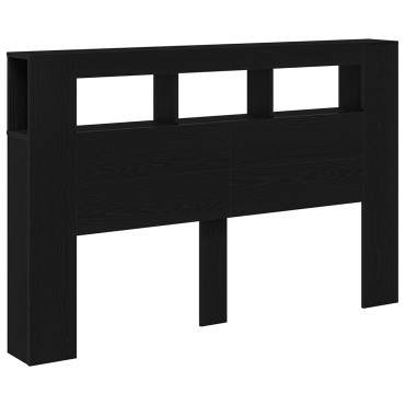 vidaXL LED Κεφαλάρι Μαύρη Δρυς 160x18,5x45cm Επεξεργασμένο Ξύλο