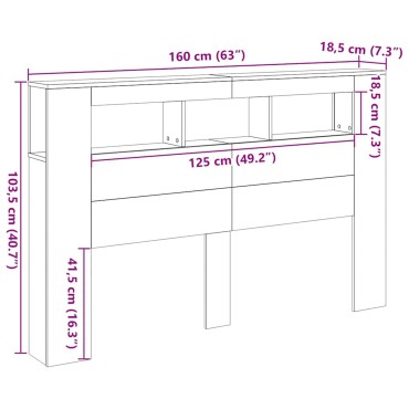 vidaXL LED Κεφαλάρι Μαύρη Δρυς 160x18,5x45cm Επεξεργασμένο Ξύλο
