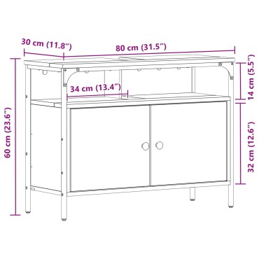 vidaXL Ντουλάπι μπάνιου σε στυλ παλιού ξύλου 80x30x60cm Κατασκευασμένο από μηχανWood 1 τεμ.
