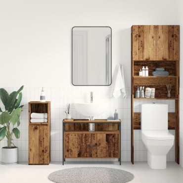 vidaXL Ντουλάπι μπάνιου σε στυλ παλιού ξύλου 80x30x60cm Κατασκευασμένο από μηχανWood 1 τεμ.