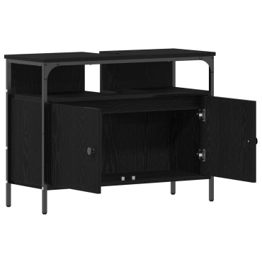 vidaXL Ντουλάπα Νιπτήρα Μαύρο Δρυς 80x30x60cm Κατασκευασμένο ξύλο 1 τεμ.