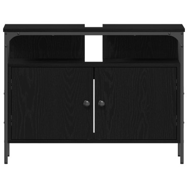 vidaXL Ντουλάπα Νιπτήρα Μαύρο Δρυς 80x30x60cm Κατασκευασμένο ξύλο 1 τεμ.