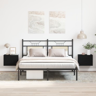 vidaXL Κομοδίνα 2 τεμ. Μαύρο Ξύλο 40x30x30cm Επεξεργασμένο ξύλο