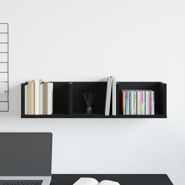 vidaXL Ράφι CD Μαύρη Δρυς 75x18x18cm Επεξεργασμένο ξύλο 1 τεμ.