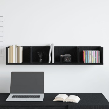 vidaXL Ράφι Τοίχου CD Μαύρος Δρυς 100x18x18cm Επεξεργασμένο Ξύλο 1 τεμ.
