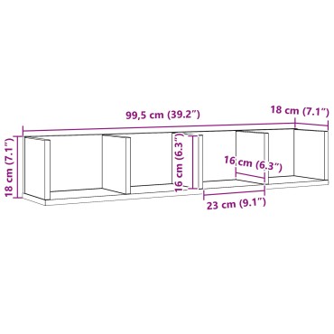 vidaXL Ράφι Τοίχου CD Μαύρος Δρυς 100x18x18cm Επεξεργασμένο Ξύλο 1 τεμ.