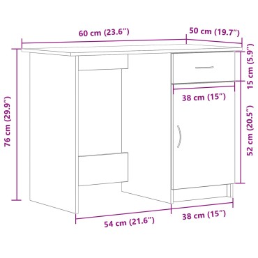 vidaXL Γραφείο Μαύρο Δρυς 100x50x76cm από Επεξεργασμένο Ξύλο 1 τεμ.