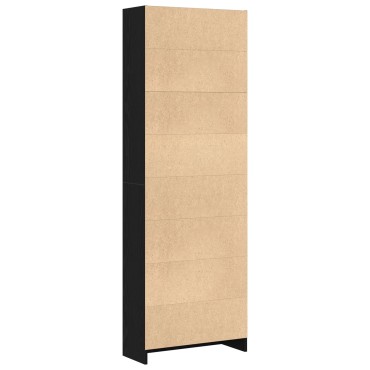 vidaXL Μαύρη Δρύινη Βιβλιοθήκη - 60x24x176 εκ 1 τεμ.