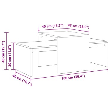 vidaXL Σετ Τραπέζι Μαύρης Δρυός 100x48x40cm Φτιαγμένο από Ξύλο