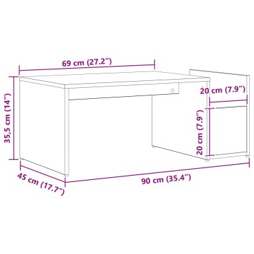 vidaXL Τραπεζάκι καφέ Μαύρο Δρυς 90x45x35cm Από ξύλο 1 τεμ.
