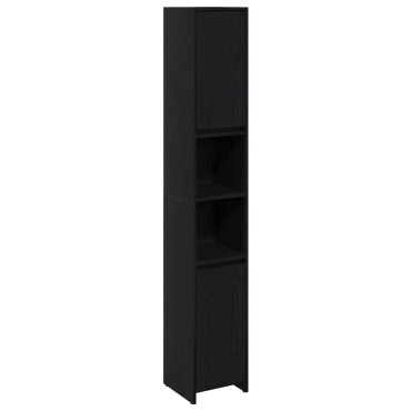 vidaXL Ντουλάπι Μπάνιου Μαύρη Δρυς 30x30x183,5cm Επεξεργασμένο ξύλο