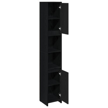 vidaXL Ντουλάπι Μπάνιου Μαύρη Δρυς 30x30x183,5cm Επεξεργασμένο ξύλο