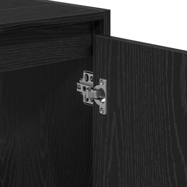 vidaXL Ντουλάπα Μπάνιου με Καθρέφτη Μαύρη Οξιά 60x33x61εκ