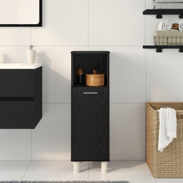 vidaXL Μαύρο Ντουλάπι Μπάνιου από Δρυ 30x30x95cm από Επεξεργασμένο Ξύλο