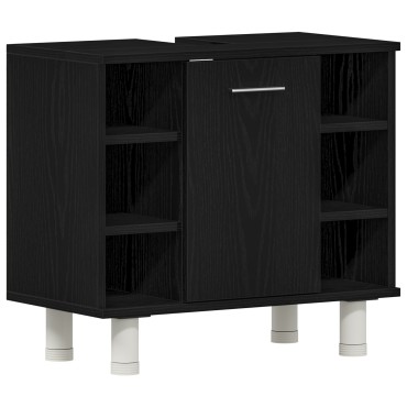 vidaXL Ντουλάπι Μπάνιου Μαύρο Δρυς 60x32x54cm Επεξεργασμένο Ξύλο