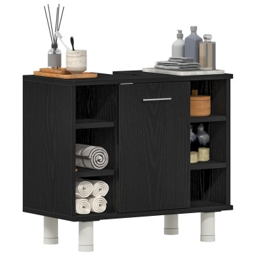 vidaXL Ντουλάπι Μπάνιου Μαύρο Δρυς 60x32x54cm Επεξεργασμένο Ξύλο