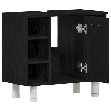 vidaXL Ντουλάπι Μπάνιου Μαύρο Δρυς 60x32x54cm Επεξεργασμένο Ξύλο