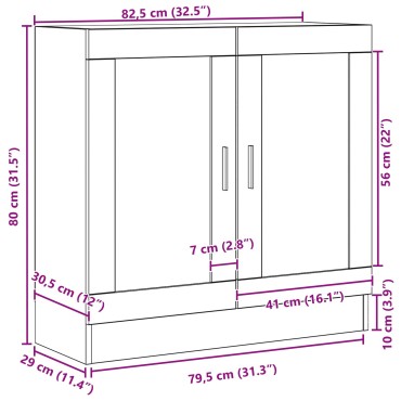 vidaXL Βιβλιοθήκη Μαύρη Δρυς 82,5x30,5x80cm σε Επεξεργασμένο Ξύλο 1 τεμ.