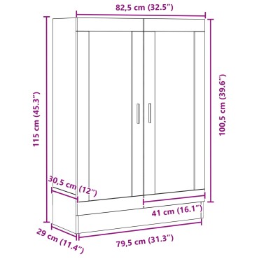 vidaXL Βιβλιοθήκη Μαύρη Δρυς 82,5x30,5x115cm από Επεξεργασμένο Ξύλο 1 τεμ.