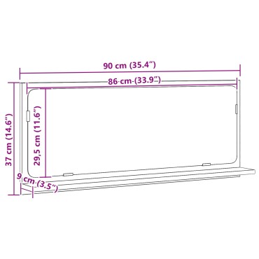 Καθρέφτης μπάνιου vidaXL από παλιό ξύλο 90x10,5x37cm Επεξεργασμένο ξύλο