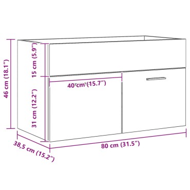 Ντουλάπι μπάνιου vidaXL Μαύρη Δρύς 80x38,5x46 cm Επεξεργασμένο Ξύλο 1 τεμ.