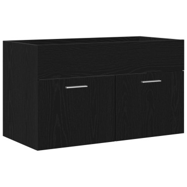 vidaXL Νιπτήρας με Ντουλάπι Μαύρη Δρυς 90x38,5x46cm Επεξεργασμένο Ξύλο