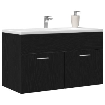 vidaXL Νιπτήρας με Ντουλάπι Μαύρη Δρυς 90x38,5x46cm Επεξεργασμένο Ξύλο