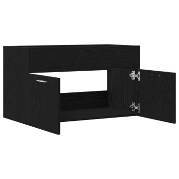 vidaXL Νιπτήρας με Ντουλάπι Μαύρη Δρυς 90x38,5x46cm Επεξεργασμένο Ξύλο