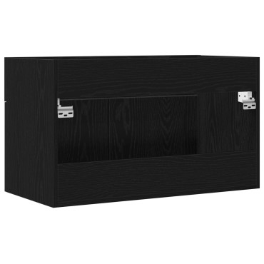 vidaXL Νιπτήρας με Ντουλάπι Μαύρη Δρυς 90x38,5x46cm Επεξεργασμένο Ξύλο