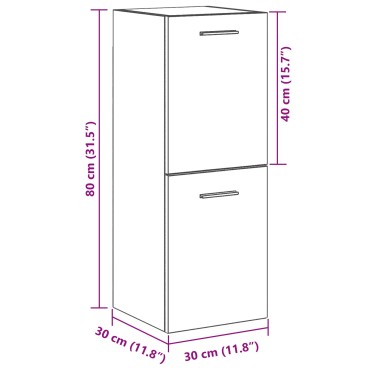vidaXL Ντουλάπι Τοίχου Μπάνιου Μαύρη Δρυς 30x30x80 cm Κατασκευασμένο από Ξύλο