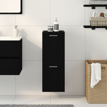 vidaXL Ντουλάπι Τοίχου Μπάνιου Μαύρη Δρυς 30x30x80 cm Κατασκευασμένο από Ξύλο