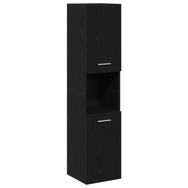 vidaXL Ντουλάπι Τοίχου Μπάνιου Μαύρο Δρυς 30x30x130cm από Ξύλο 1 τεμ.