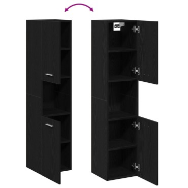 vidaXL Ντουλάπι Τοίχου Μπάνιου Μαύρο Δρυς 30x30x130cm από Ξύλο 1 τεμ.